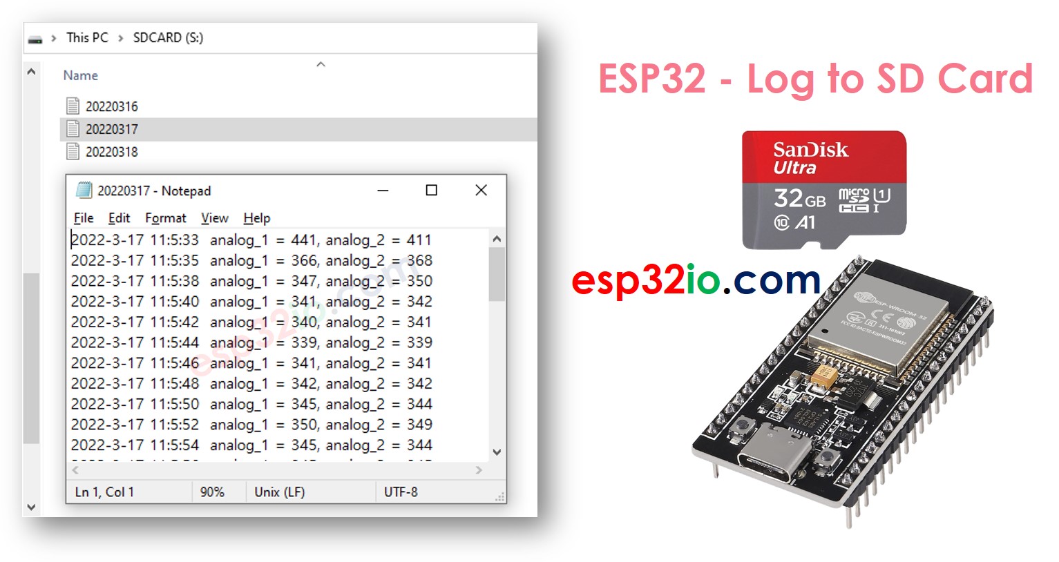 ESP32 registrando no Cartão Micro SD