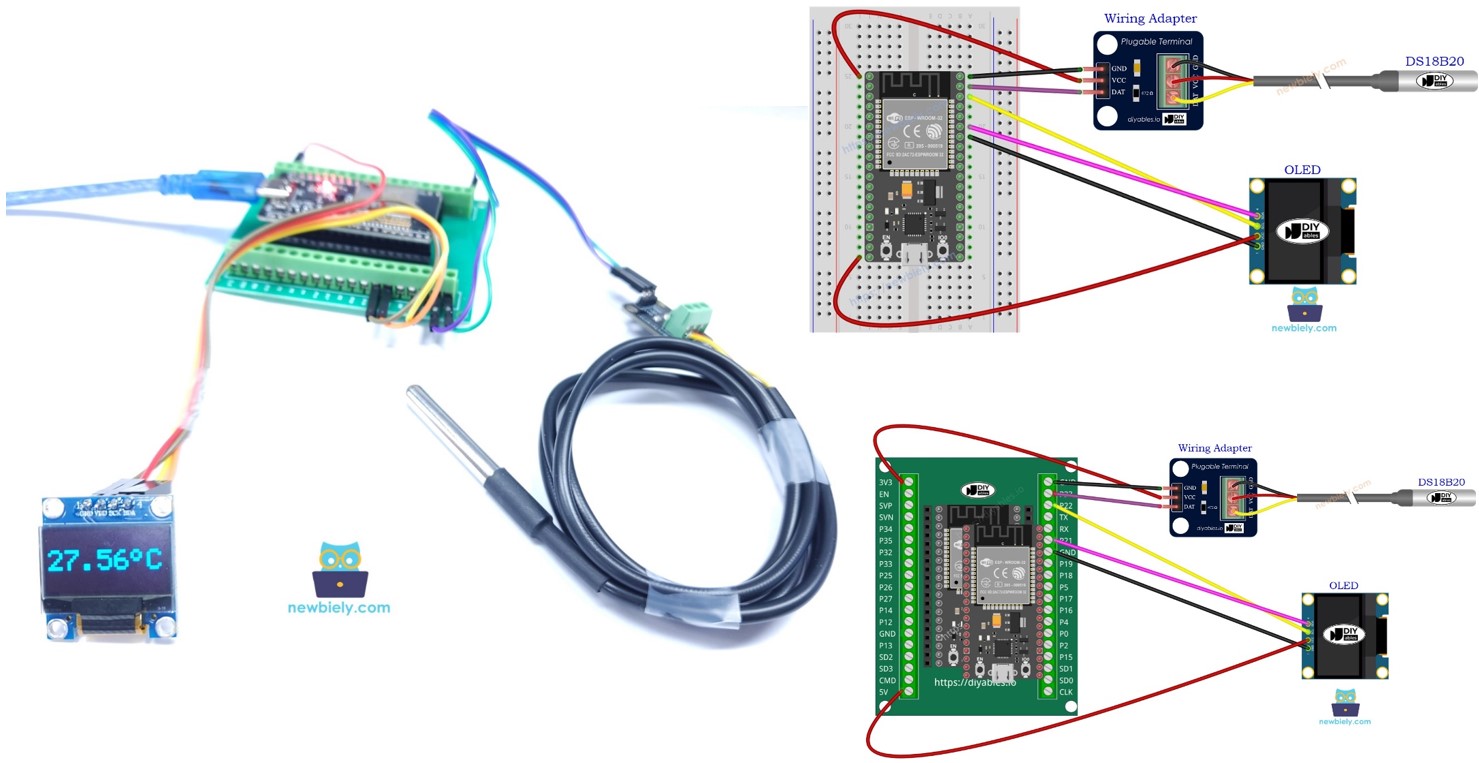 Sensor de temperatura e OLED com ESP32