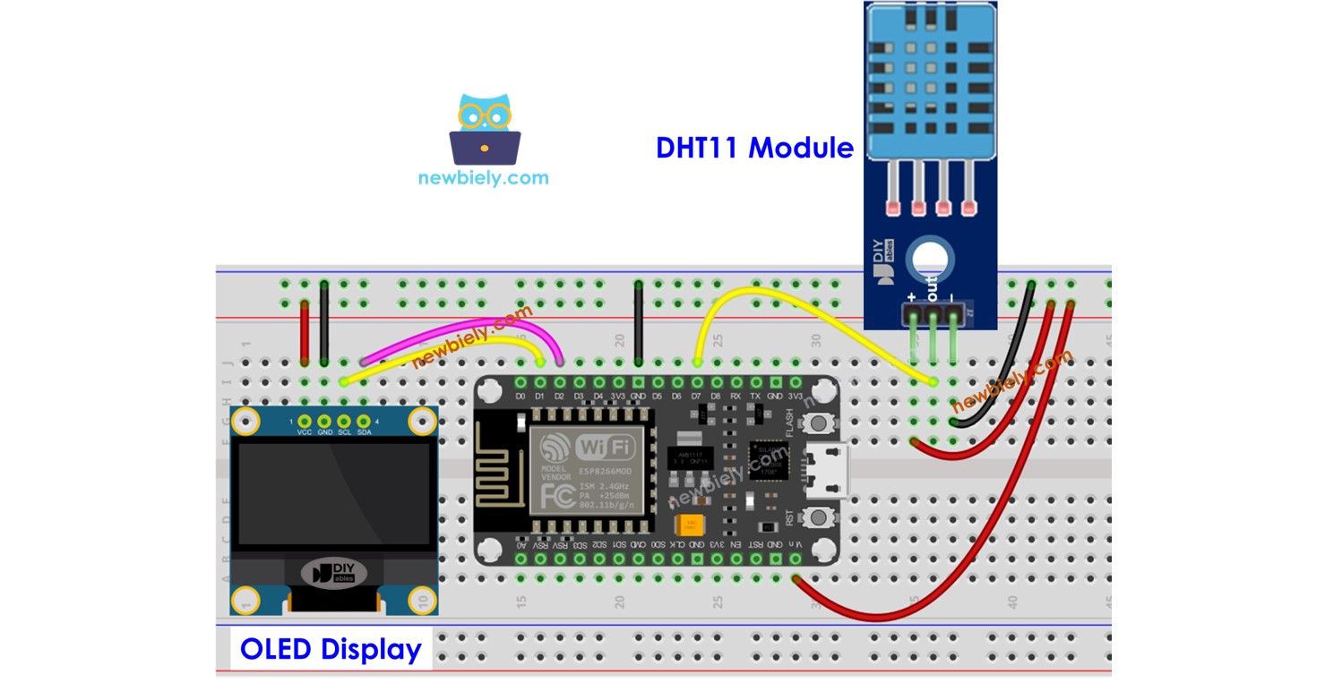 ESP8266 NodeMCU DHT11/DHT22 sensor de temperatura e umidade display OLED