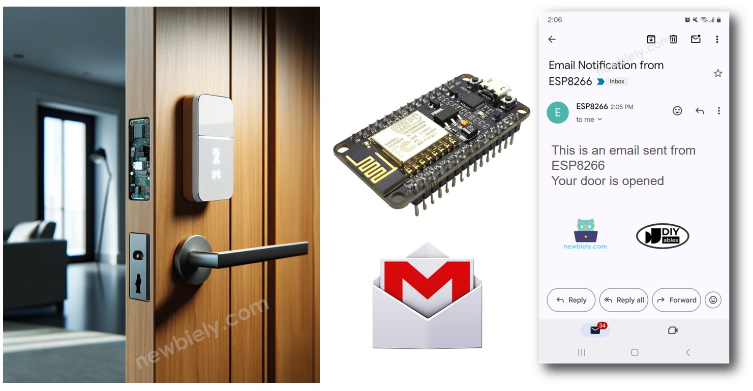 Notificação por E-mail de Porta Aberta com ESP8266 NodeMCU