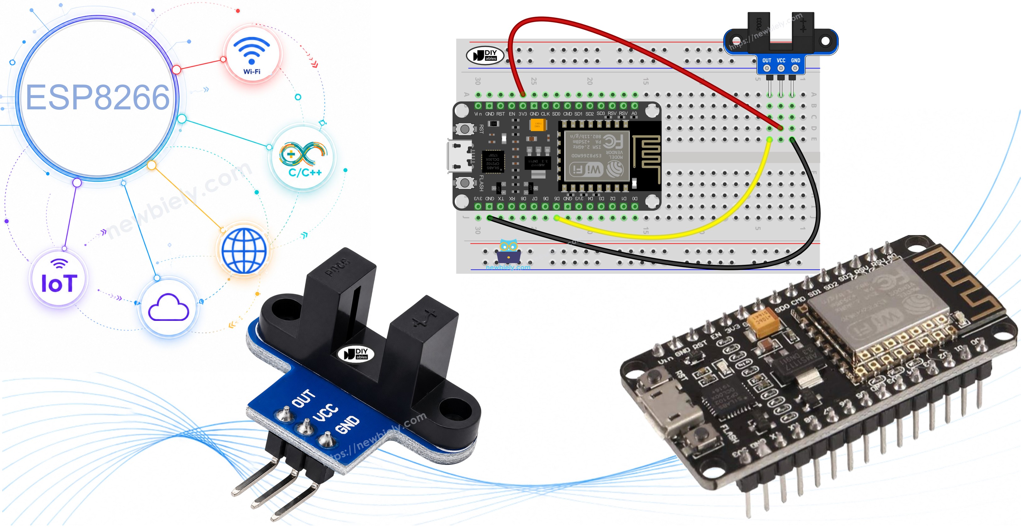 ESP8266 NodeMCU NodeMCU com sensor óptico de velocidade IR com fenda