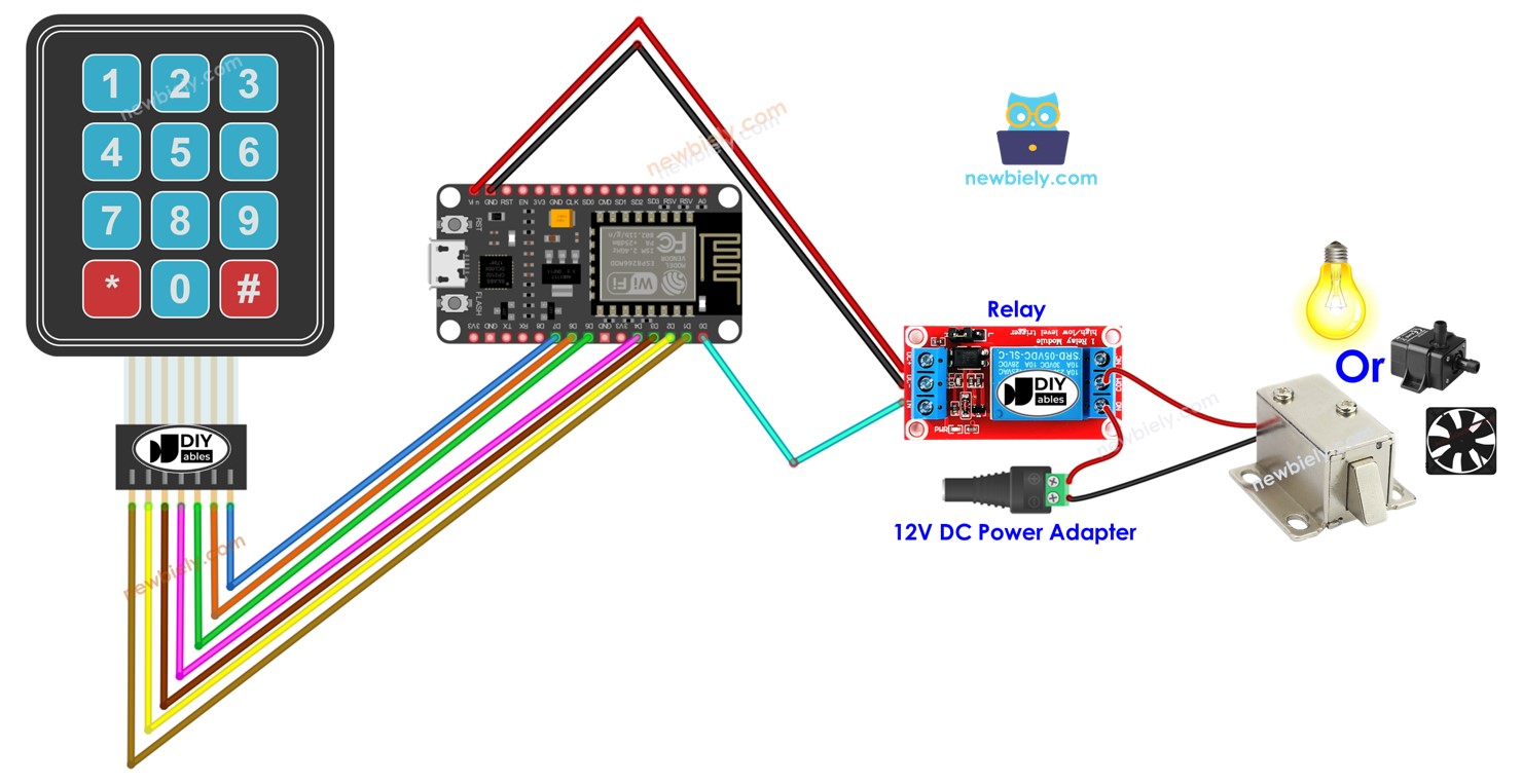 Teclado e relé com ESP8266 NodeMCU