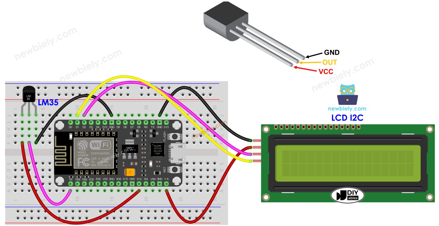 ESP8266 NodeMCU LM35 Sensor de Temperatura LCD