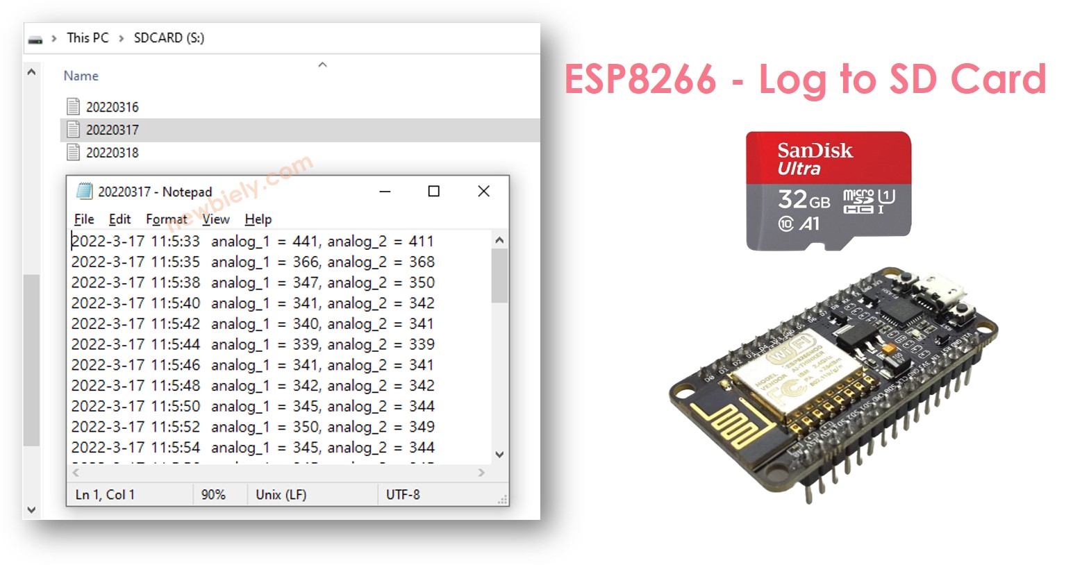 Log no cartão Micro SD com ESP8266 NodeMCU