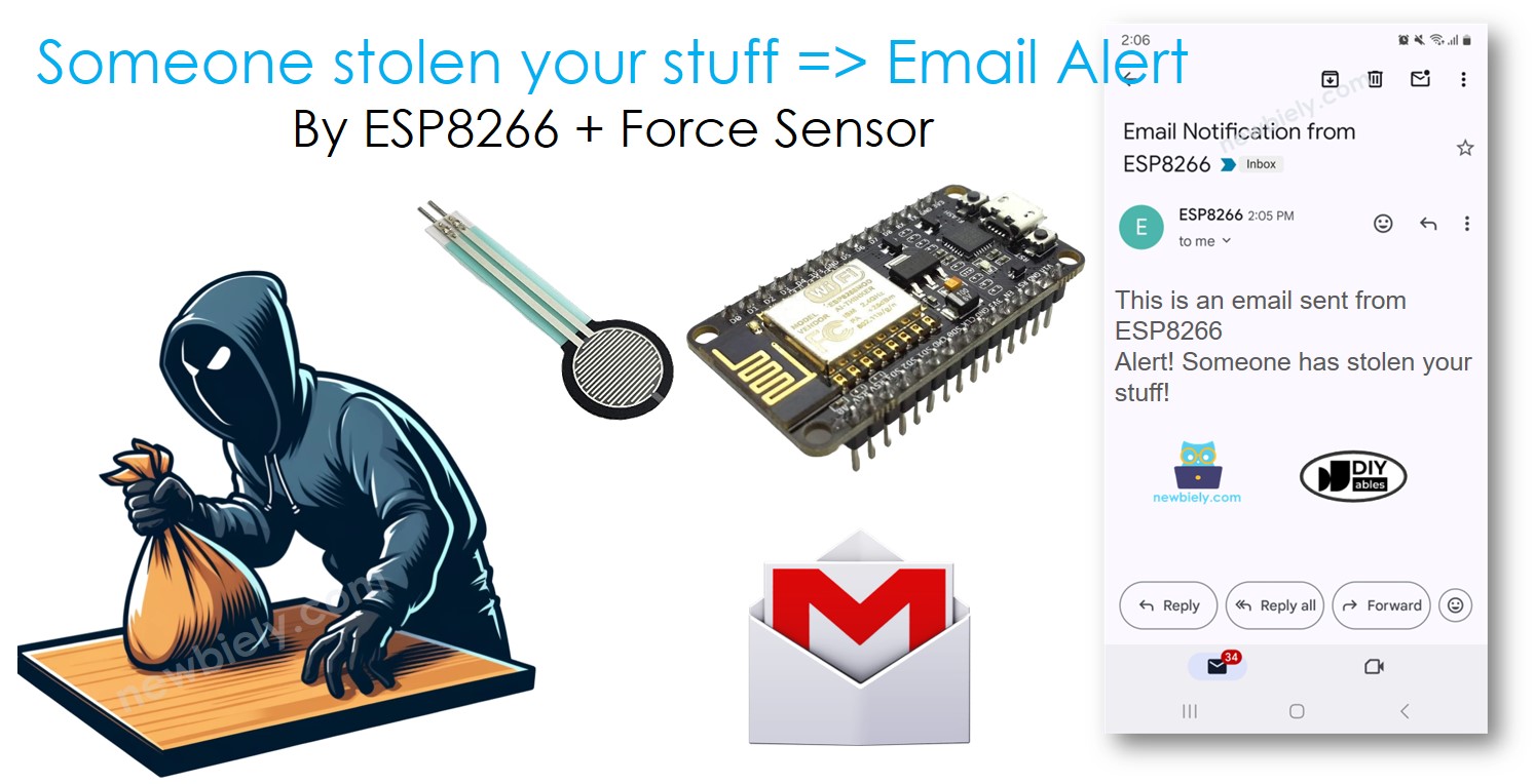 Notificação por E-mail de Detecção de Furto com ESP8266 NodeMCU