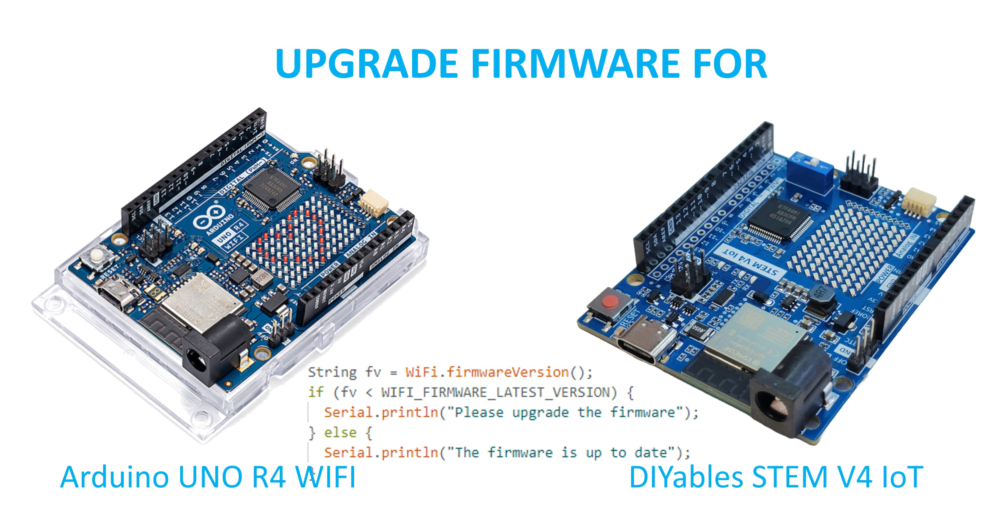 como atualizar o firmware das placas Arduino Uno R4 WiFi/DIYables STEM V4 IoT