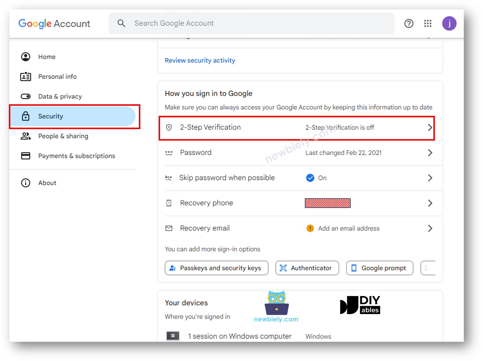 Segurança do Gmail