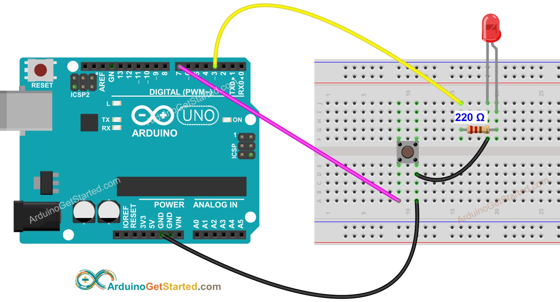 Diagrama de Ligação Arduino Botão LED