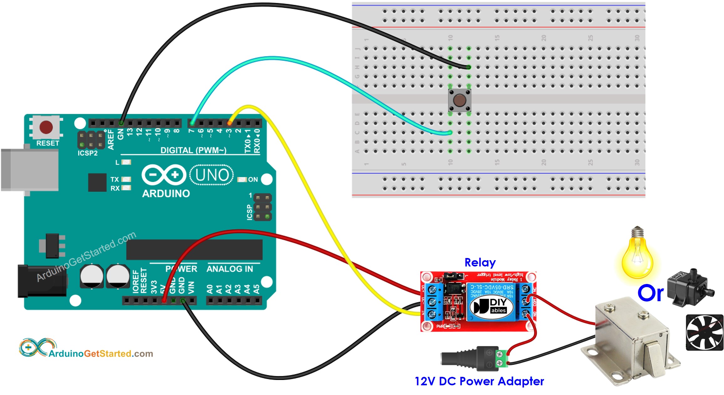 Diagrama de Ligação Arduino Botão Relé