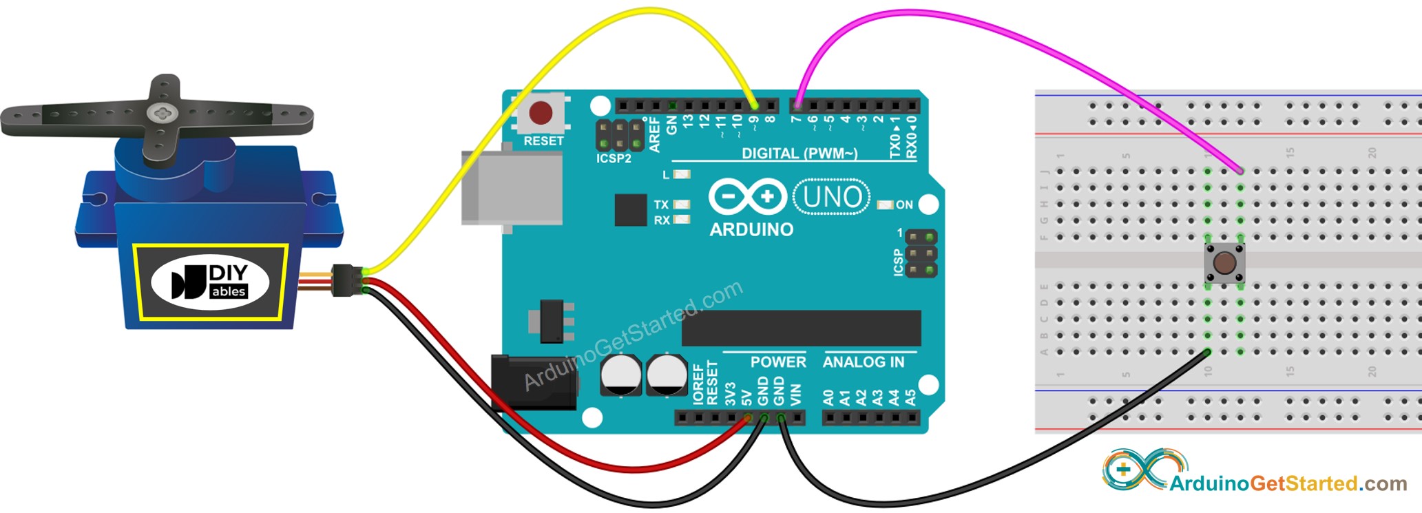 Diagrama de Ligação Arduino Botão Servo Motor