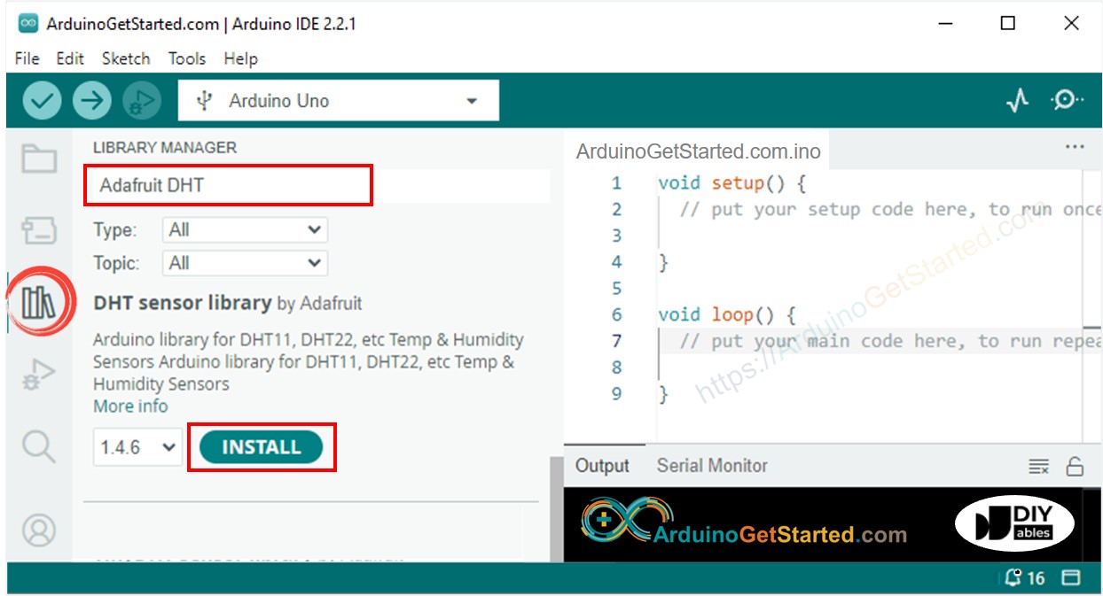 Biblioteca DHT sensor para Arduino