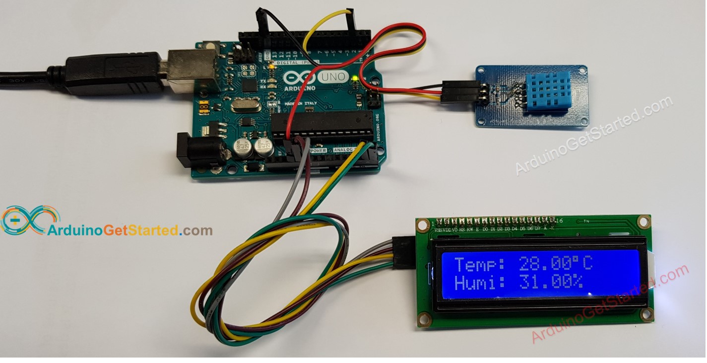 Ligação do Arduino com DHT11 e LCD