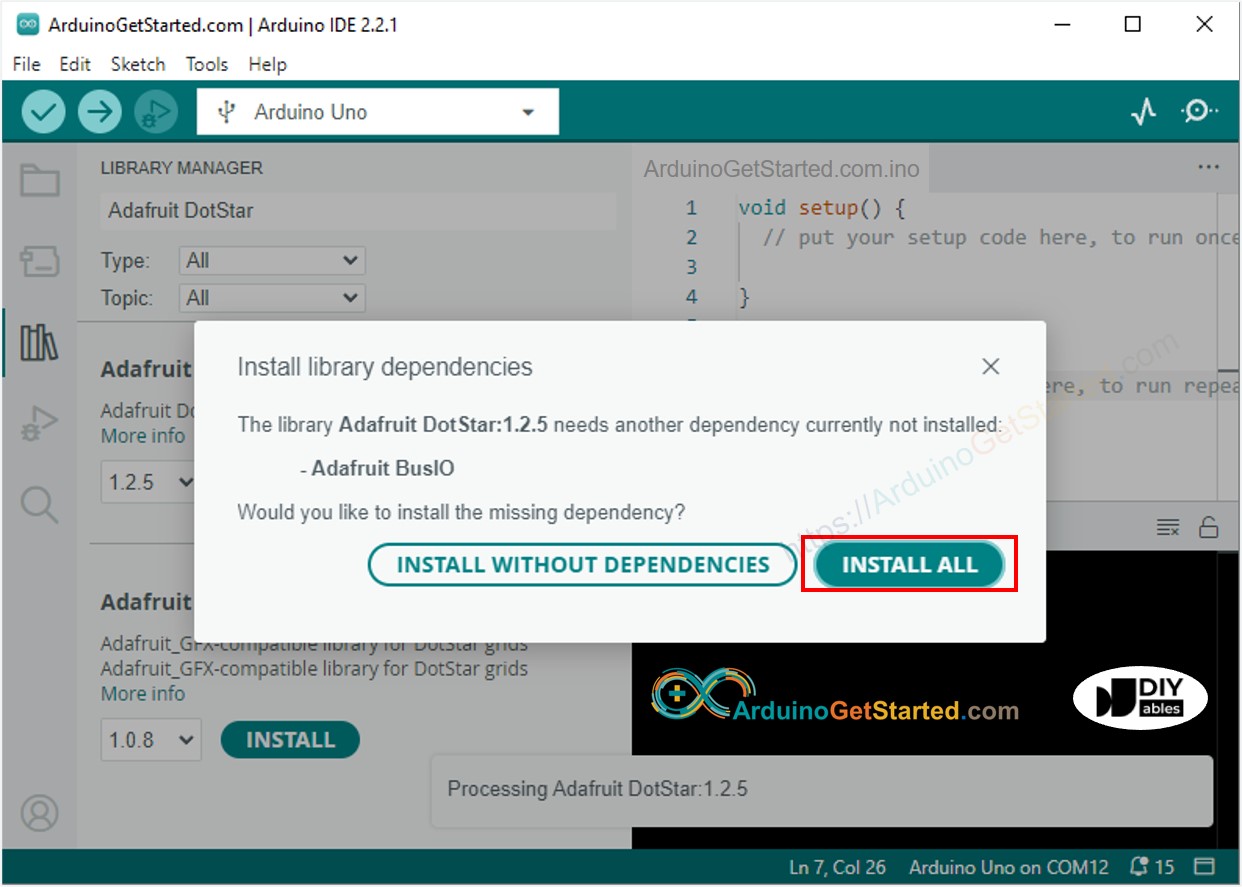 Biblioteca DotStar para Arduino