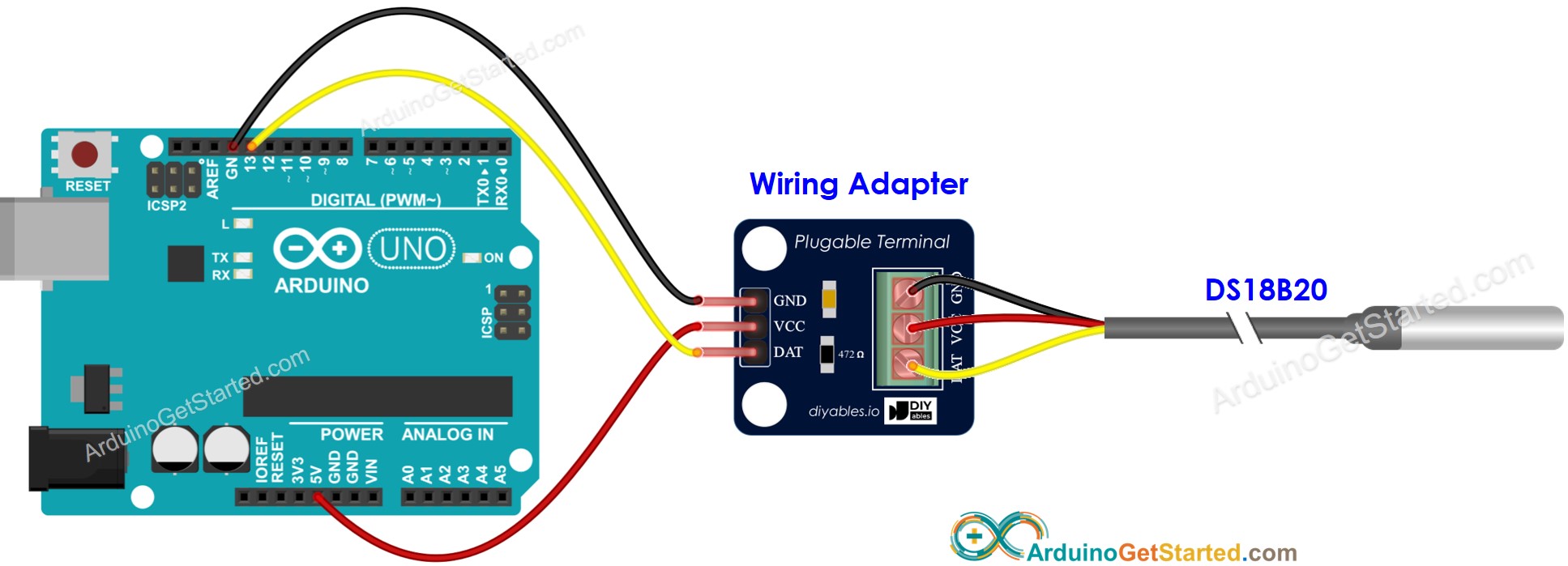 Diagrama de Ligação do Arduino com DS18B20