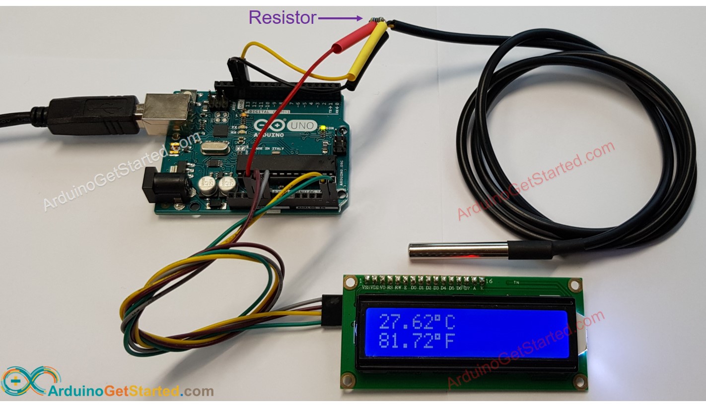 Diagrama de Ligação do Arduino com DS18B20 e LCD