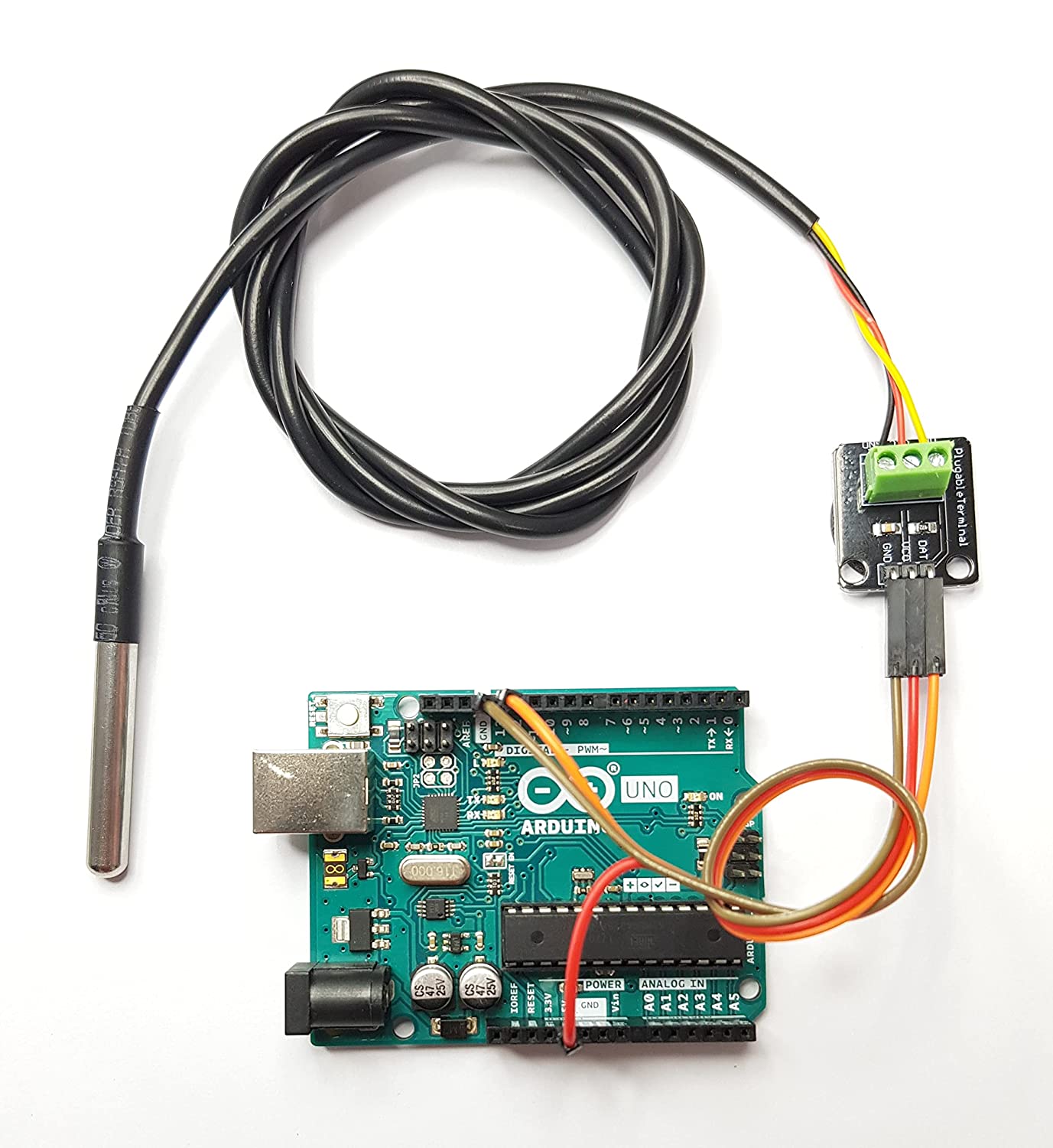 Diagrama de ligação do Arduino com adaptador DS18B20