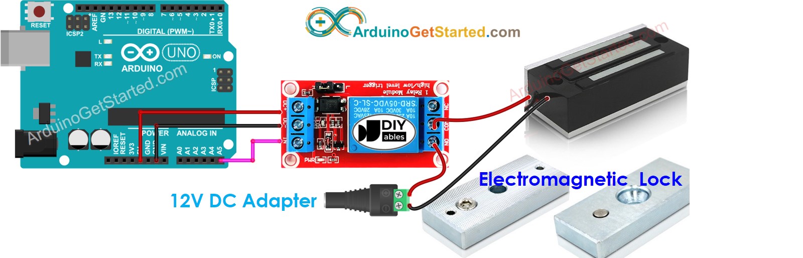 Diagrama de Ligação da Fechadura Eletromagnética com Arduino