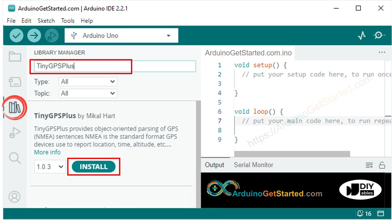 Biblioteca TinyGPS++ no Arduino