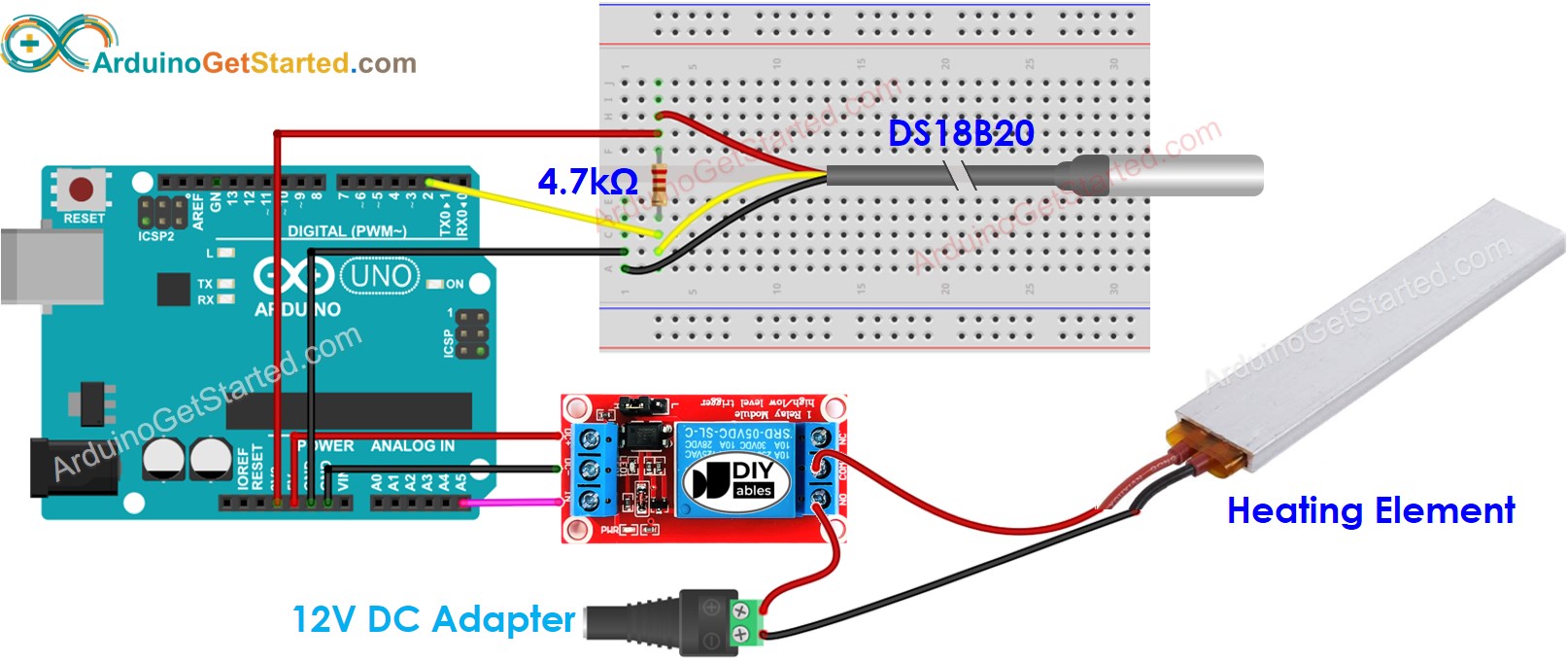 Diagrama de ligação do sistema de aquecimento com Arduino
