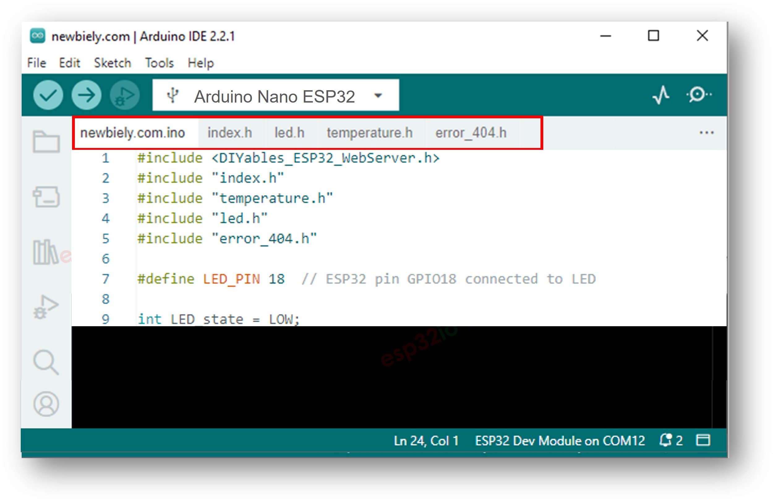 Vários arquivos na Arduino IDE 2