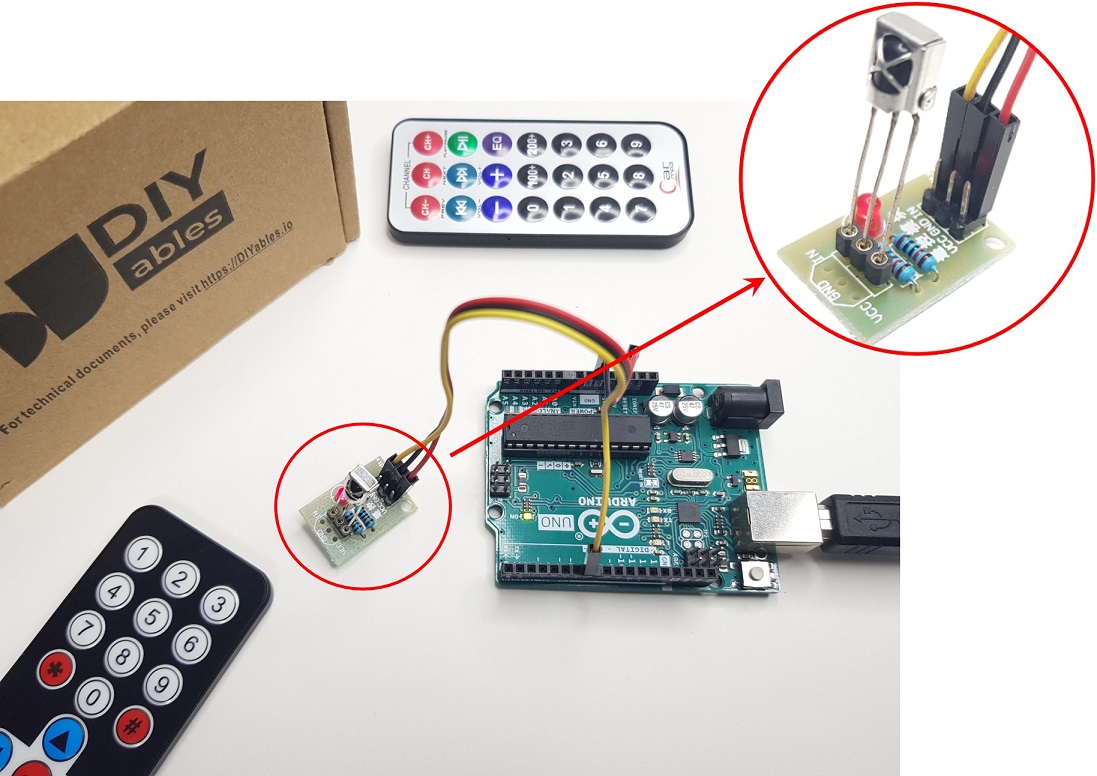 Adaptador do receptor de controle remoto IR com Arduino