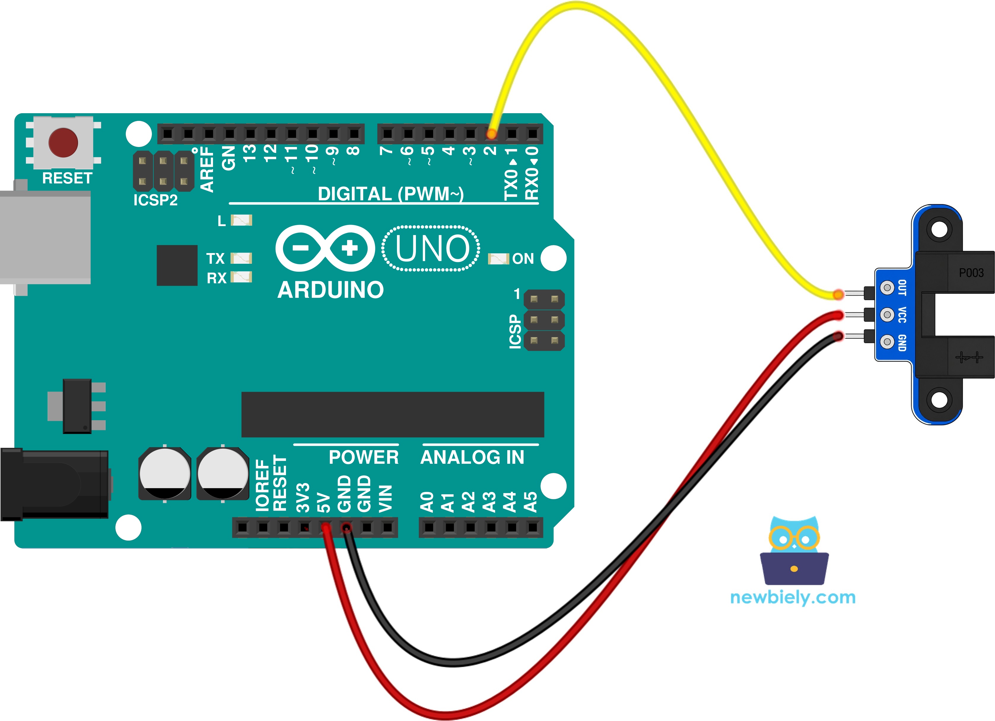 Diagrama de Ligação do Arduino com Sensor Óptico de Velocidade IR com Fenda