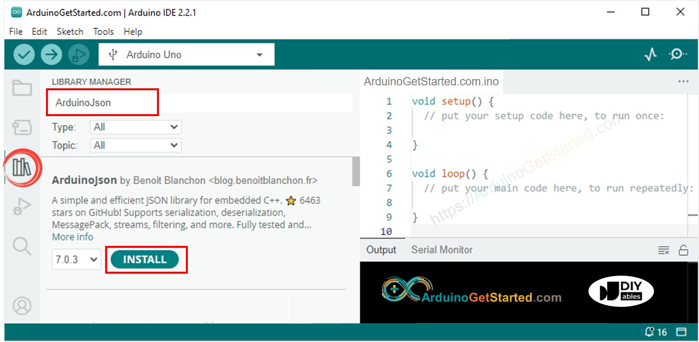 Biblioteca ArduinoJson para Arduino