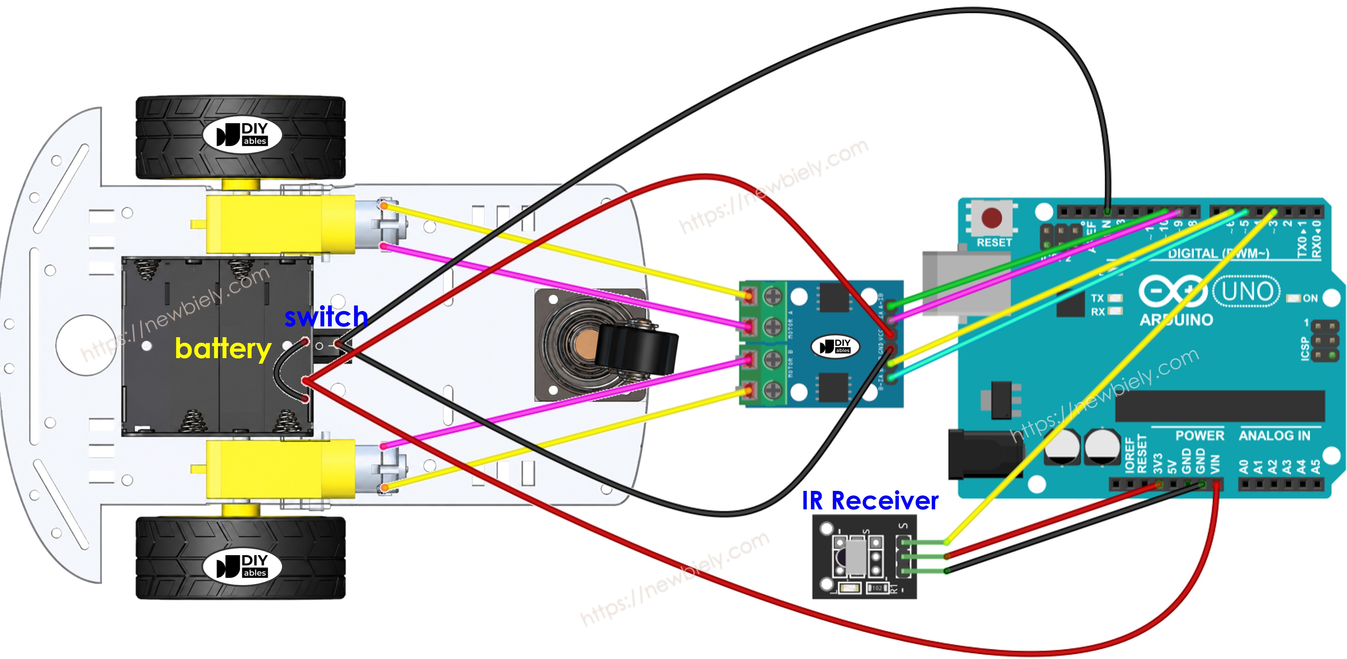 Diagrama de Ligação do carro 2WD com Arduino