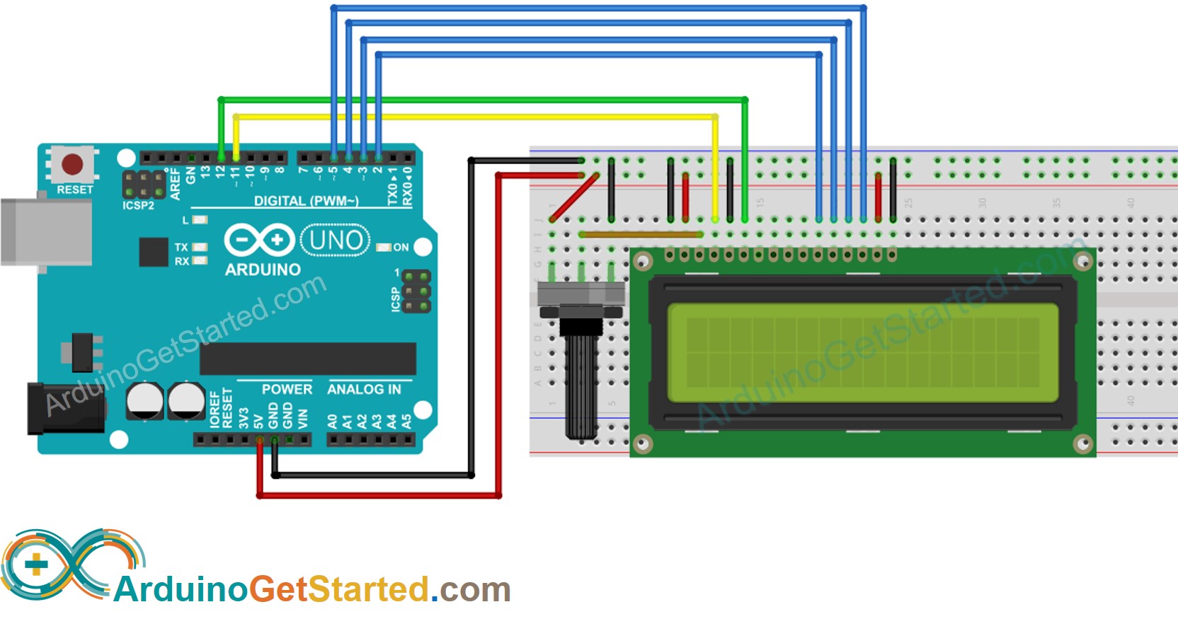 Diagrama de Ligação do Arduino com LCD