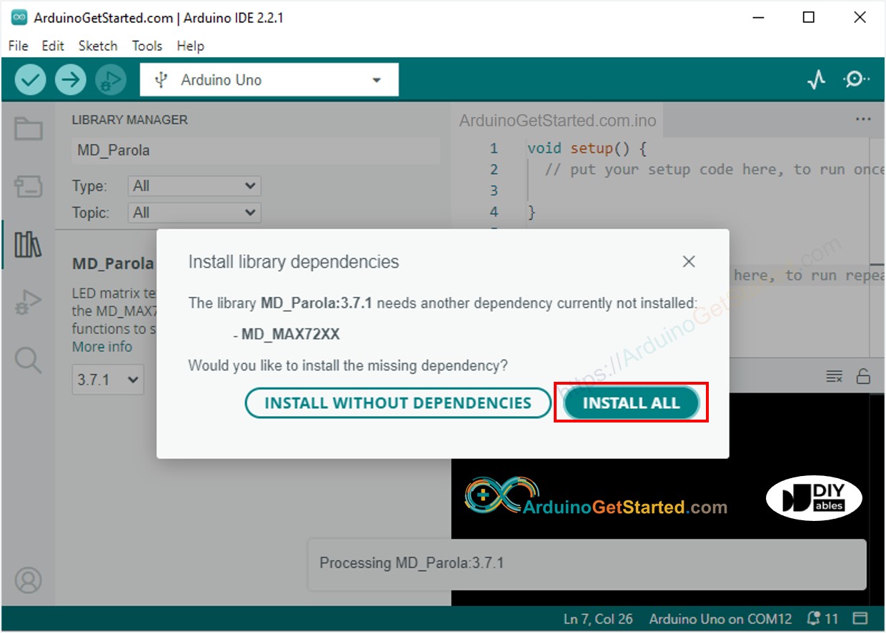 Biblioteca MD_MAX72XX para Arduino