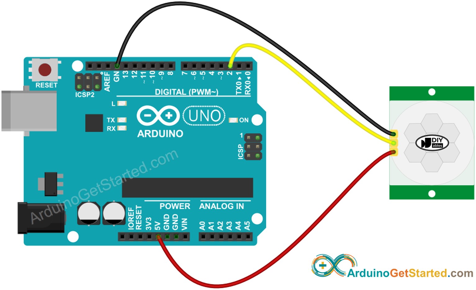 Diagrama de Ligação Arduino Sensor de Movimento
