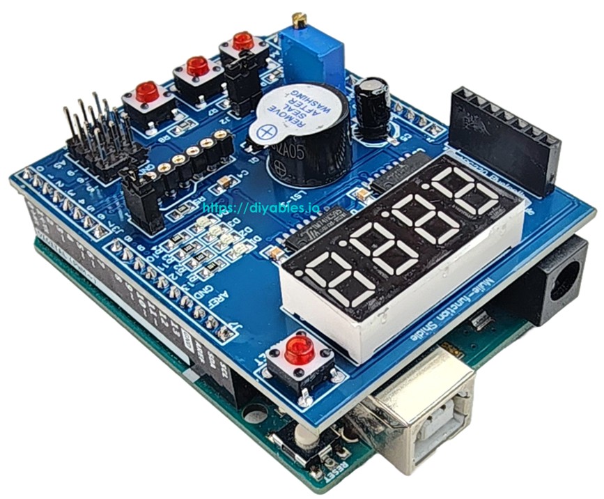 Diagrama de ligação do Arduino com Multi-Function Shield