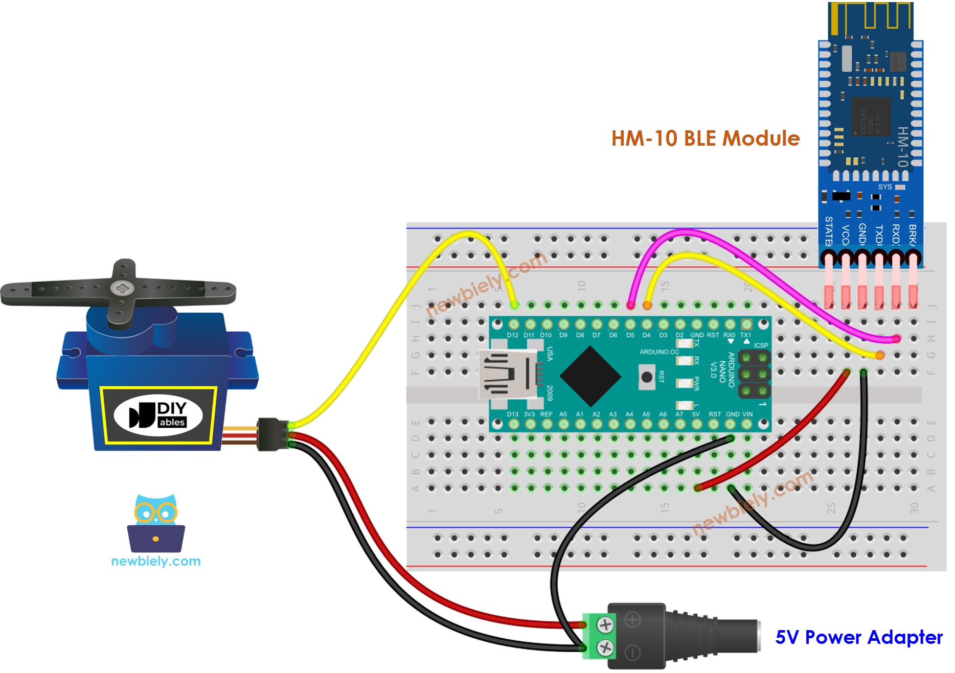Diagrama de ligação do Servo Motor BLE com Arduino Nano