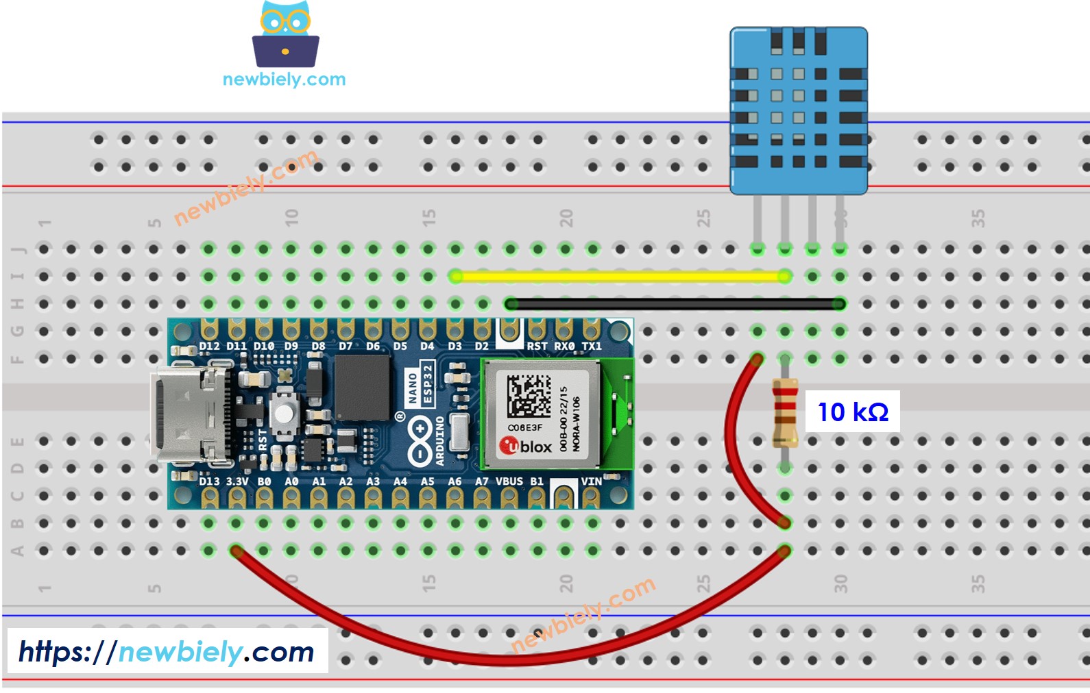 Diagrama de Ligação do Sensor de Temperatura e Umidade DHT11 com Arduino Nano ESP32