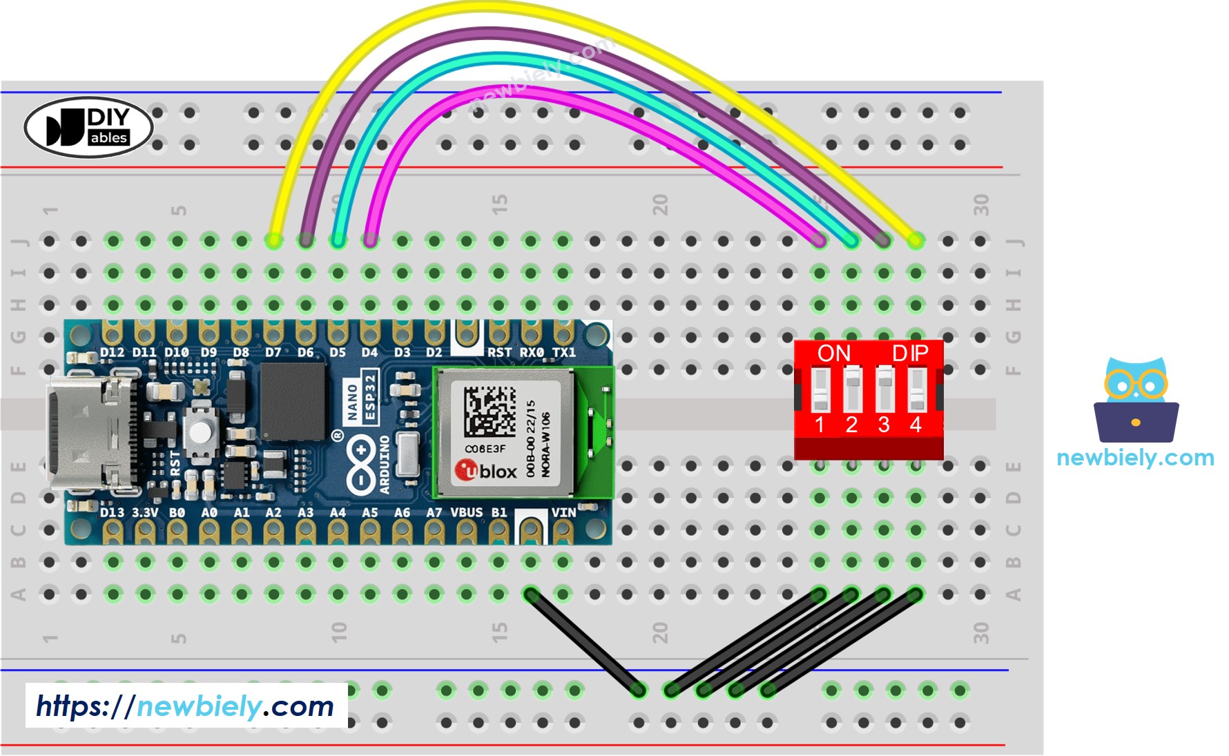 Diagrama de Ligação da chave DIP com o Arduino Nano ESP32