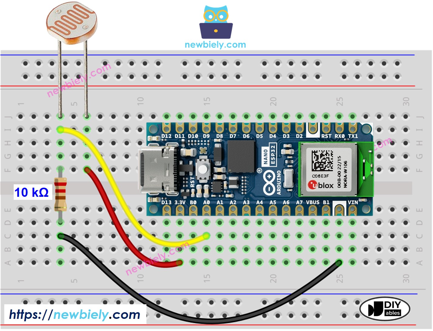 Diagrama de Ligação do Sensor de Luz com o Arduino Nano ESP32