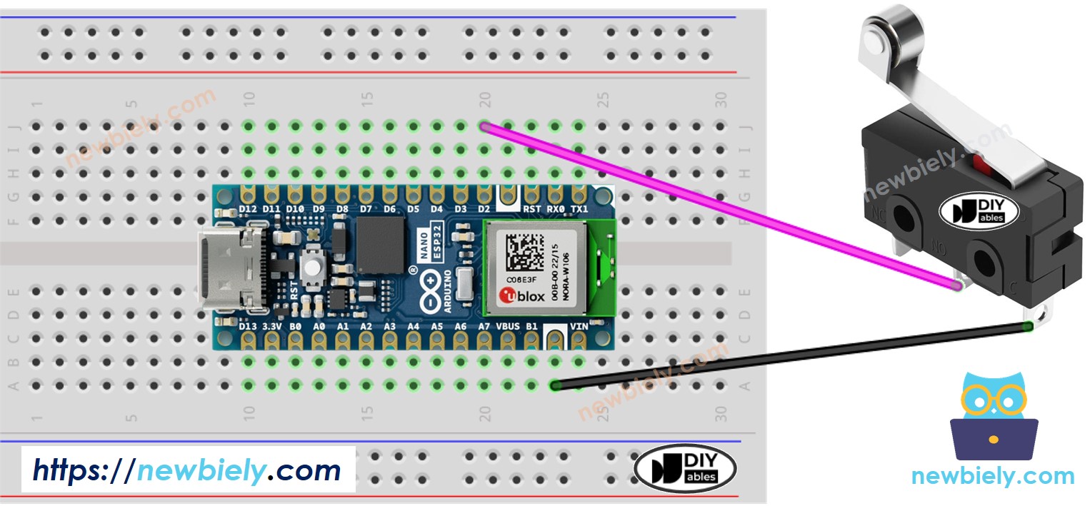 Diagrama de Ligação da Chave de Fim de Curso com o Arduino Nano ESP32