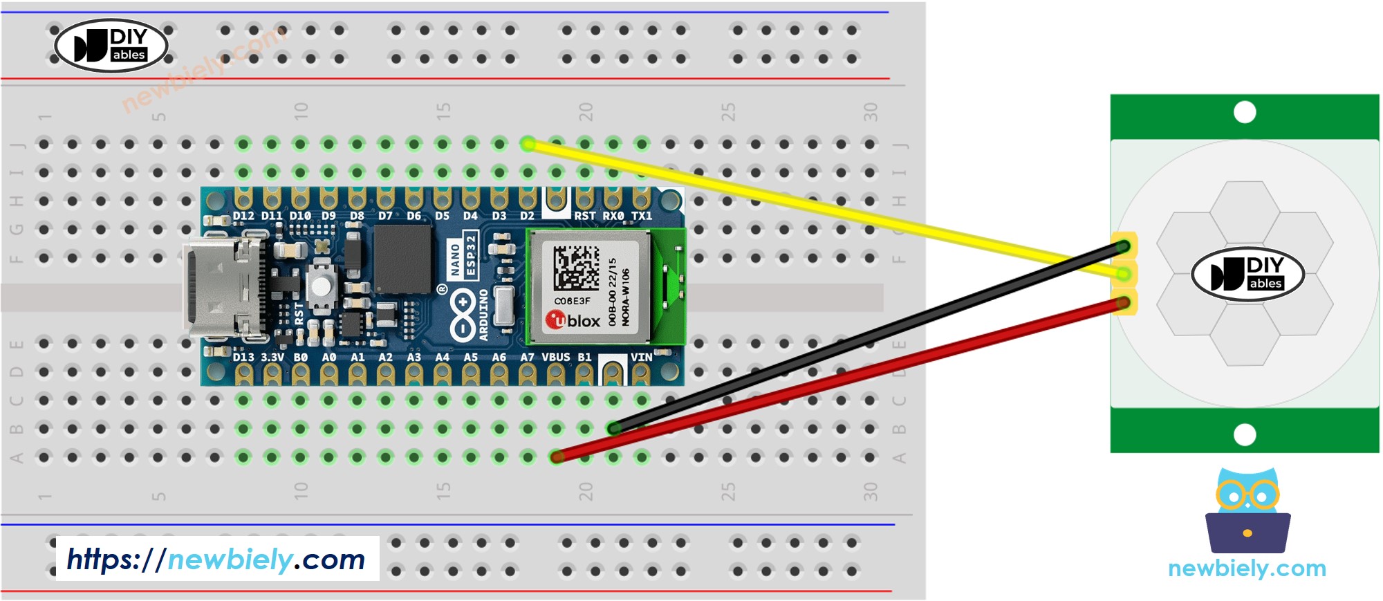 Diagrama de Ligação do Sensor de Movimento com o Arduino Nano ESP32