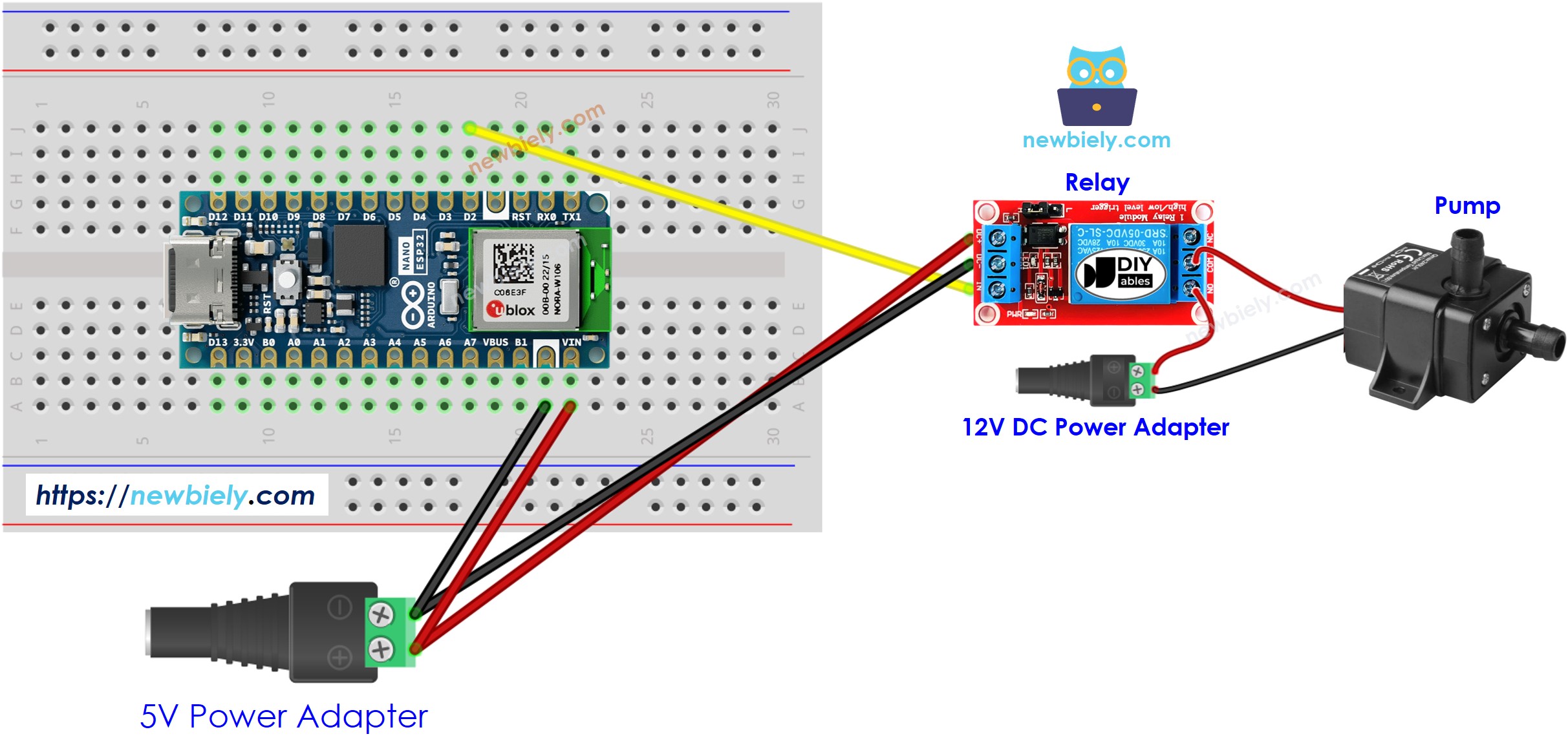 Diagrama de Ligação da Bomba do Arduino Nano ESP32
