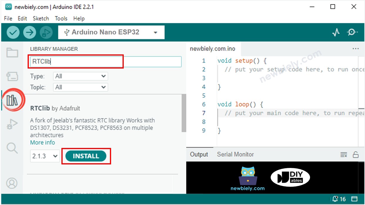 Biblioteca RTC do Arduino Nano ESP32