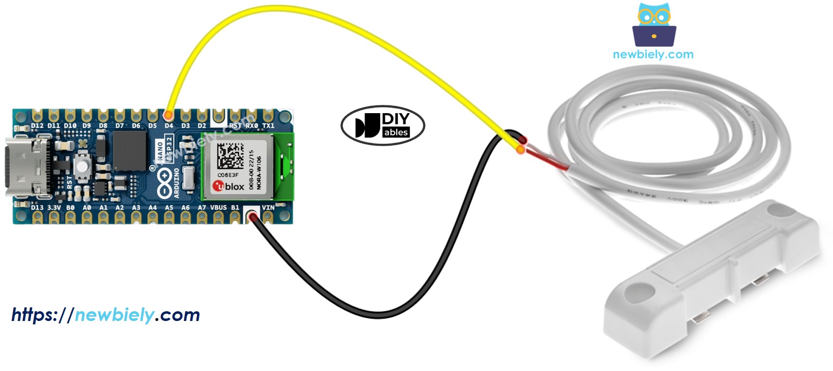 Diagrama de ligação do detector de vazamento de água com o Arduino Nano ESP32