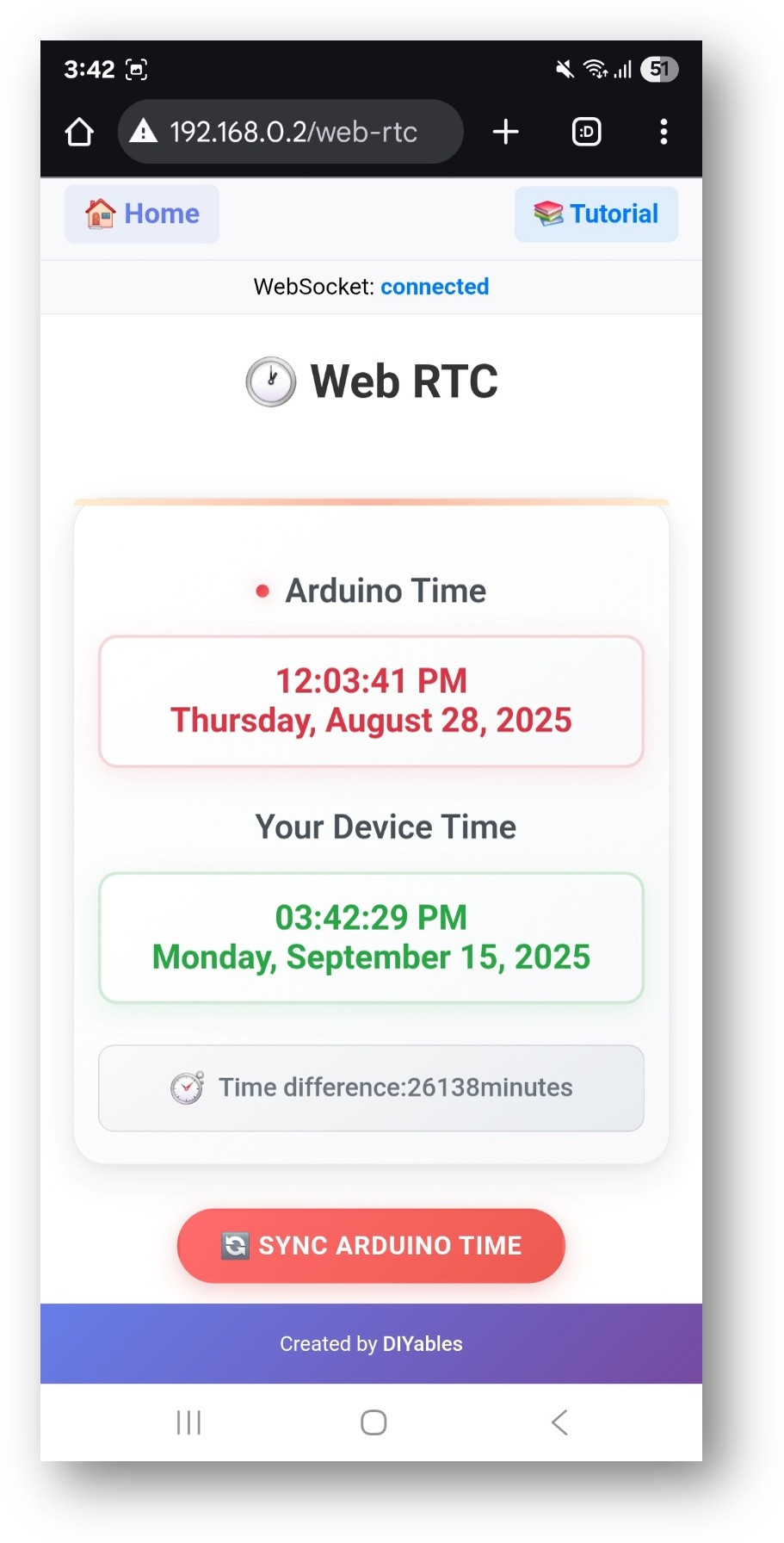 App Web RTC do DIYables WebApp do Arduino Nano ESP32