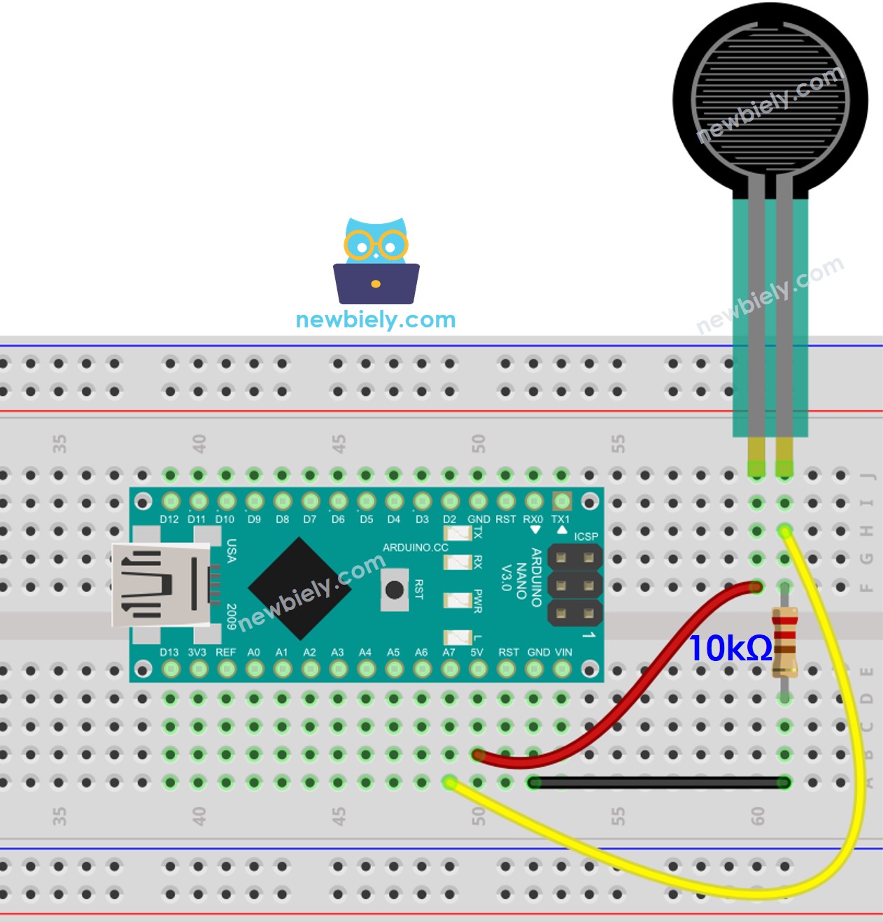 Diagrama de ligação do sensor de força com Arduino Nano