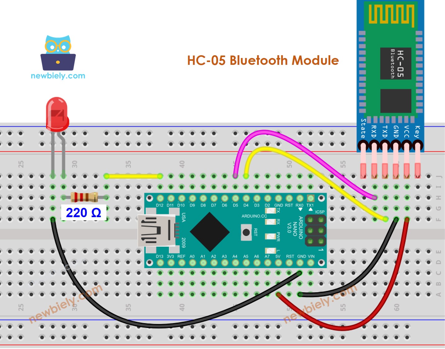 Diagrama de ligação do LED Bluetooth com Arduino Nano