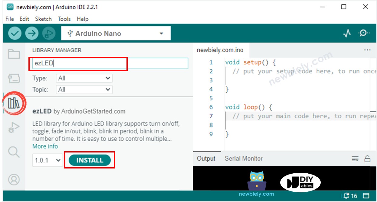 Biblioteca de LED para Arduino Nano
