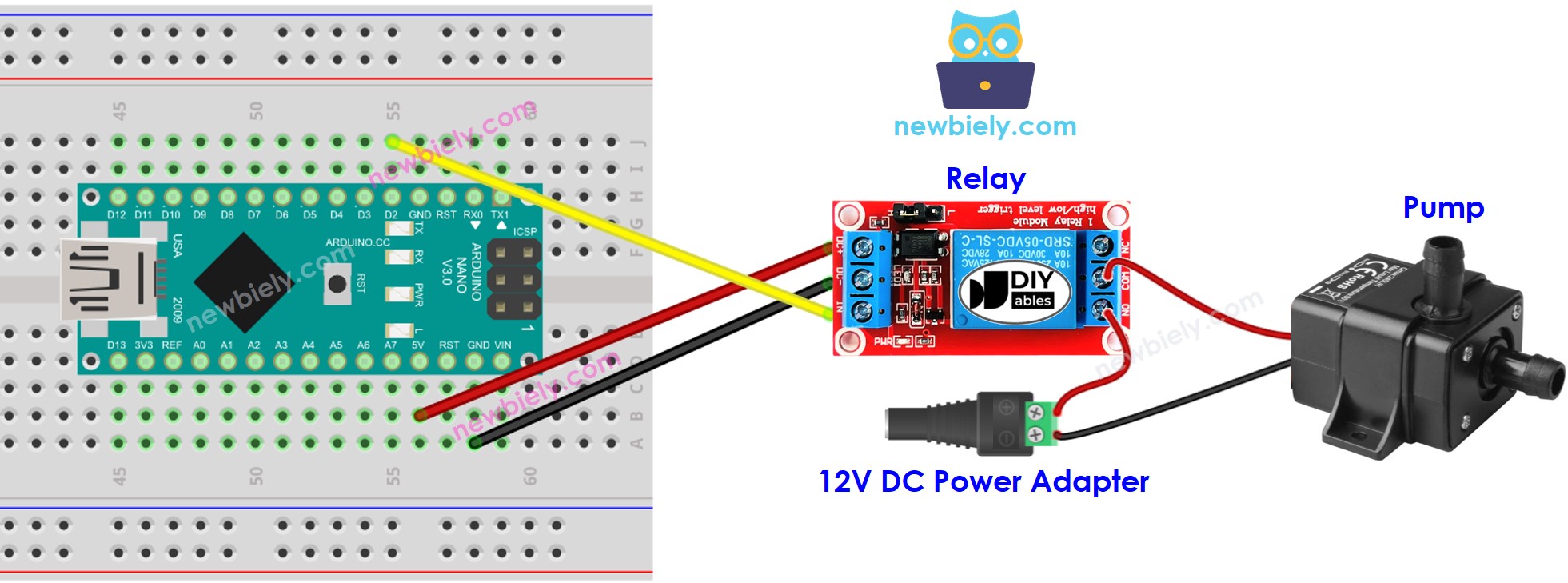 Diagrama de ligação da Bomba com Arduino Nano