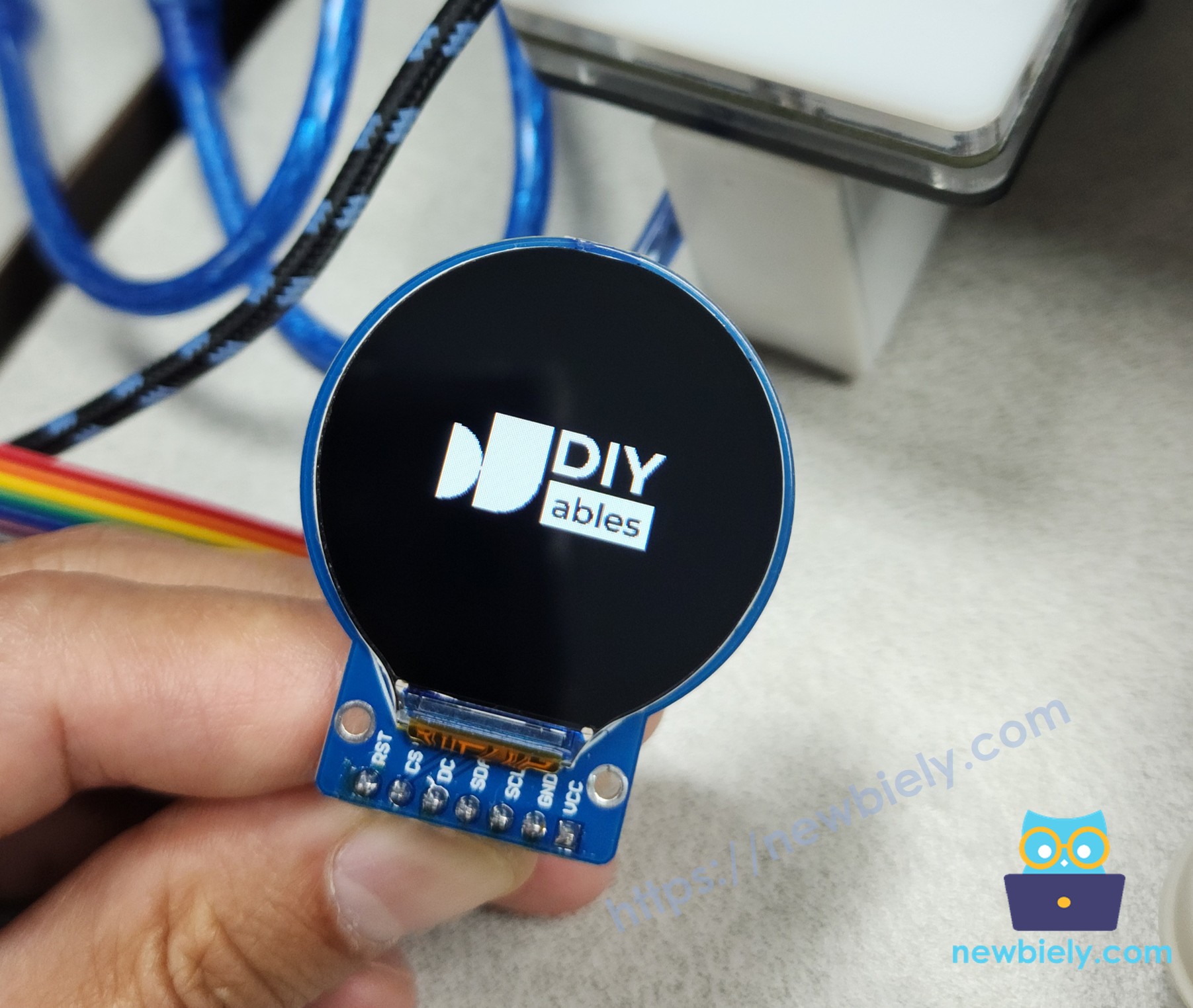 Tela do Display TFT LCD Redondo Circular com Arduino Nano exibindo imagem do cartão SD
