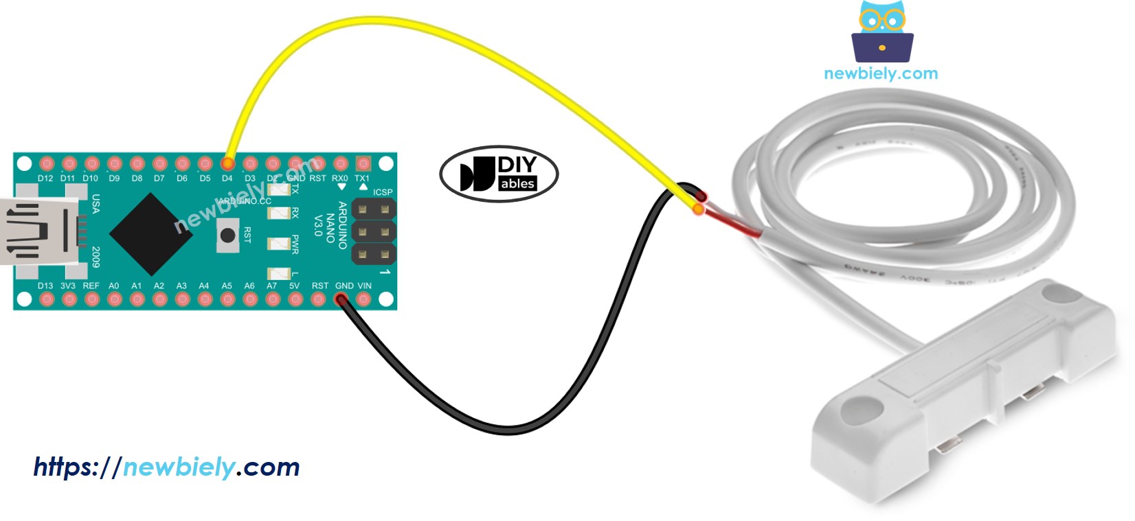 Diagrama de ligação do detector de vazamento de água com Arduino Nano