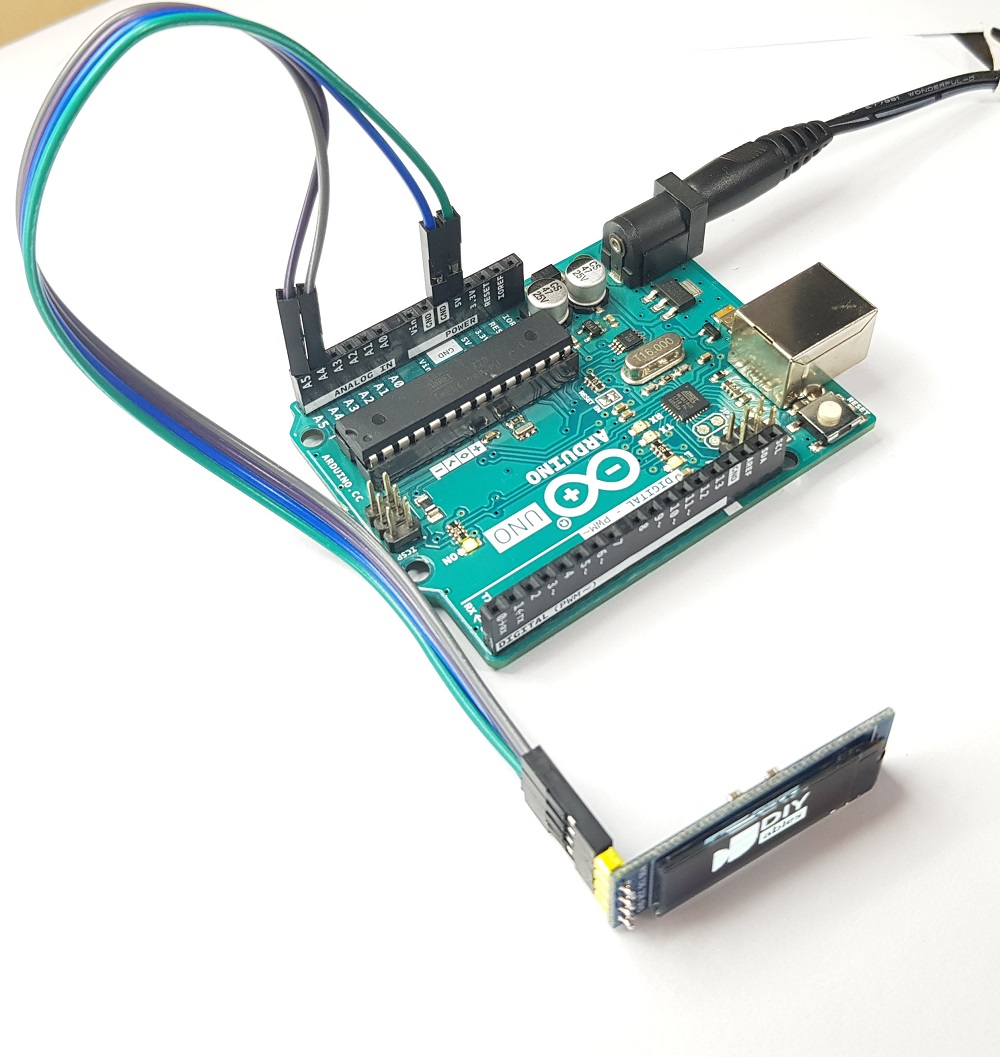 Diagrama de ligação do Arduino com OLED 128x32