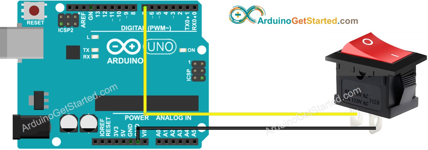 Diagrama de ligação da chave ON/OFF com Arduino